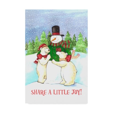 Melinda Hipsher 'Snowman And Polar Share Joy' Canvas Art,16x24